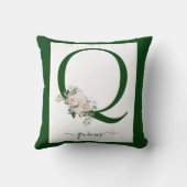 Monogramm Blumeninitiale Q Kissen (Rückseite)