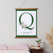 Monogramm Blumeninitiale Q Wandteppich Mit Holzrahmen (Schlafzimmer)
