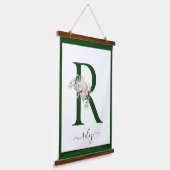 Monogramm Blumeninitiale R Wandteppich Mit Holzrahmen (Gewinkelt)