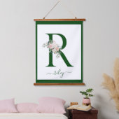 Monogramm Blumeninitiale R Wandteppich Mit Holzrahmen (Schlafzimmer)