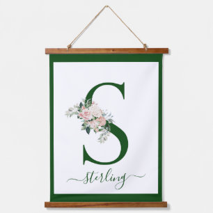 Monogramm Blumeninitiale S Wandteppich Mit Holzrahmen
