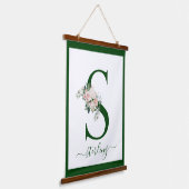 Monogramm Blumeninitiale S Wandteppich Mit Holzrahmen (Gewinkelt)