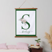 Monogramm Blumeninitiale S Wandteppich Mit Holzrahmen (Schlafzimmer)