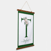 Monogramm Blumeninitiale T Wandteppich Mit Holzrahmen (Gewinkelt)