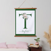 Monogramm Blumeninitiale T Wandteppich Mit Holzrahmen (Schlafzimmer)