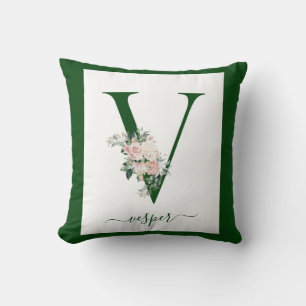 Monogramm Blumeninitiale V Kissen