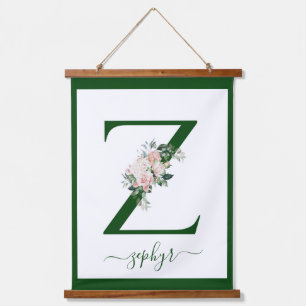 Monogramm Blumeninitiale Z Wandteppich Mit Holzrahmen