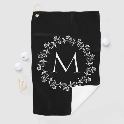 Monogramm-BlumenKranz Golfhandtuch (Insitu)