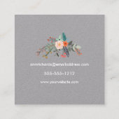 Monogramm-BlumenKranz-Quadrat Quadratische Visitenkarte (Rückseite)