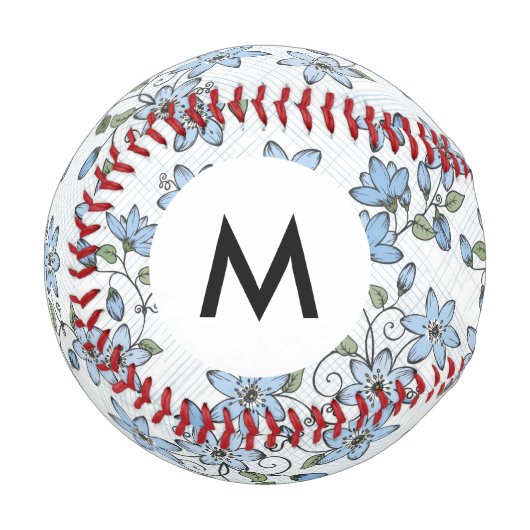 Monogramm Blumenmuster 2 3 Baseball (Vorderseite Links)