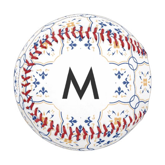 Monogramm Blumenmuster 5 Baseball (Vorderseite Links)