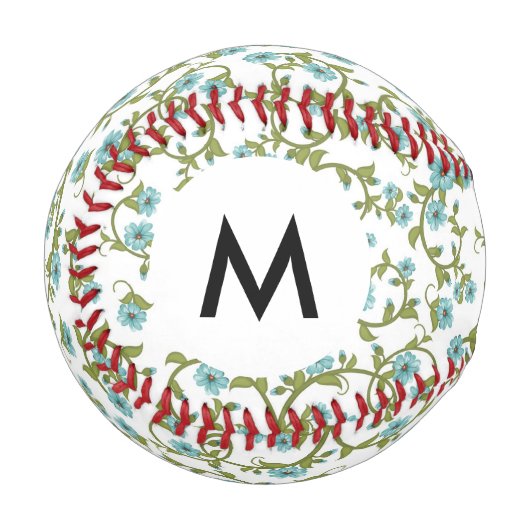 Monogramm Blumenmuster 7 Baseball (Vorderseite Links)
