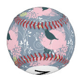 Monogramm Blumenmuster Baseball (Rückseite)