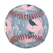 Monogramm Blumenmuster Baseball (Vorderseite)