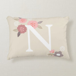 Monogramm Blumenmuster  Dekokissen