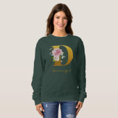 Monogramm Blumenmuster Faux Gold Name Initial Pers Sweatshirt (Vorne ganz)