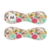 Monogramm Blumenmuster im Retro-Stil Baseball (Paneele)