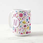Monogramm Blumenmuster Kaffeetasse (Vorderseite Links)
