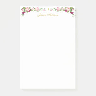 Monogramm Blumenmuster Lila Rosa Süße Erbse Vintag Post-it Klebezettel