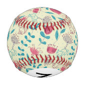 Monogramm Blumenmuster mit Cartoon-Katzen Baseball (Rückseite)