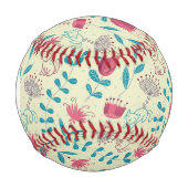 Monogramm Blumenmuster mit Cartoon-Katzen Baseball (Vorderseite)