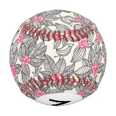 Monogramm-Blumenmuster mit Cartoon-Vögeln 2 Baseball (Rückseite)