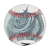 Monogramm Blumenmuster mit Rose Baseball (Rückseite)