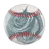 Monogramm Blumenmuster mit Rose Baseball (Vorderseite)
