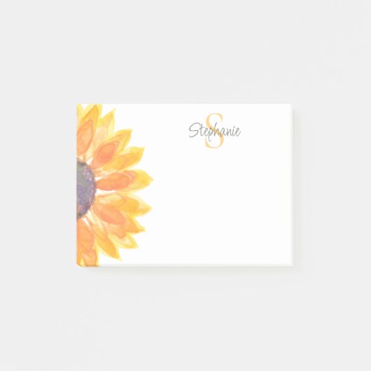 Monogramm Blumenmuster Post-it Klebezettel (Vorderseite)