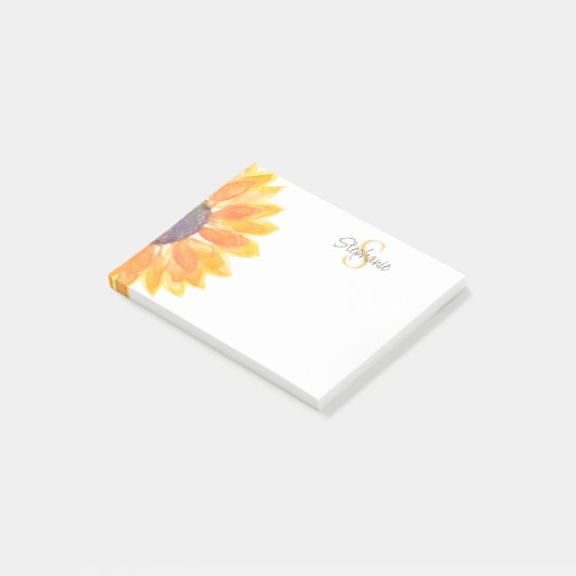 Monogramm Blumenmuster Post-it Klebezettel (angewinkelt)