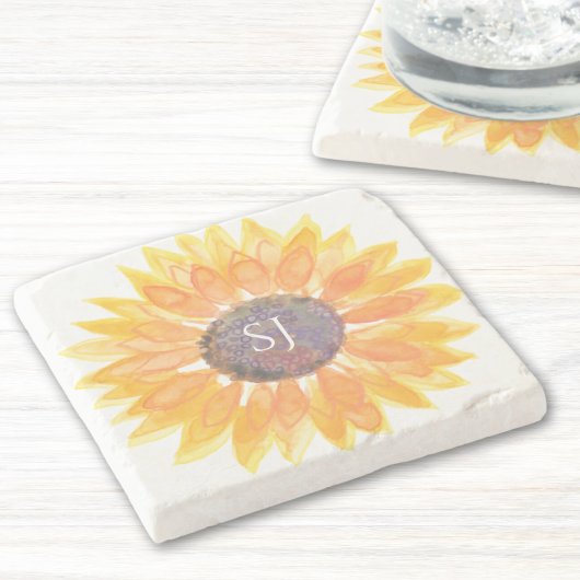 Monogramm Blumenmuster Steinuntersetzer