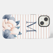 Monogramm Blumenrosa iPhone Hülle (Rückseite (Horizontal))