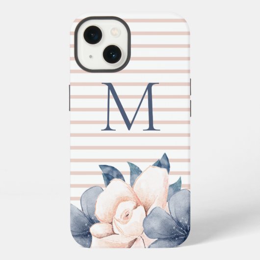 Monogramm Blumenrosa iPhone Hülle (Rückseite)