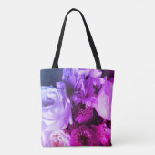 Monogramm Blumenrosa lila blaues Bouquet Foto Tasche (Rückseite)