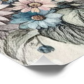 Monogramm blumenzeichnend rosa gelbe Sonnenblumen Poster (Ecke)