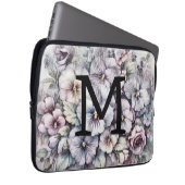 Monogramm blumenzeichnend rosa Stiefmütterchen Blu Laptopschutzhülle (Vorne Rechts)