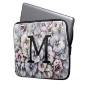 Monogramm blumenzeichnend rosa Stiefmütterchen Blu Laptopschutzhülle (Vorderseite Links)