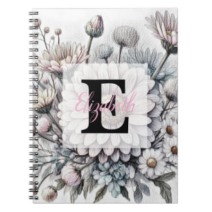 Monogramm-Blumenzeichnung rosa Gerbera-Daisies Notizblock