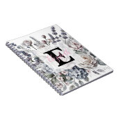 Monogramm-Blumenzeichnung rosa Kirschblüte  Notizblock (Rechte Seite)
