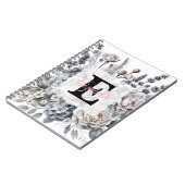Monogramm-Blumenzeichnung rosa Kirschblüte  Notizblock (Linke Seite)