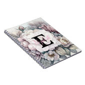 Monogramm-Blumenzeichnung rosa Kirschblüte Notizblock (Rechte Seite)
