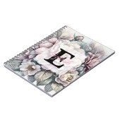 Monogramm-Blumenzeichnung rosa Kirschblüte Notizblock (Linke Seite)