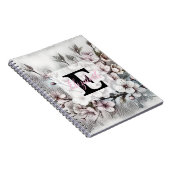 Monogramm-Blumenzeichnung rosa Kirschblüte Notizblock (Rechte Seite)