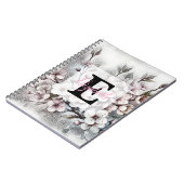 Monogramm-Blumenzeichnung rosa Kirschblüte Notizblock (Linke Seite)