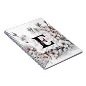 Monogramm-Blumenzeichnung rosa Kirschblüte  Notizblock (Rechte Seite)