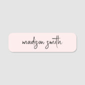 Monogramm Blush Pink Modernes Minimalistisches Mag Namensschild (Vorderseite)