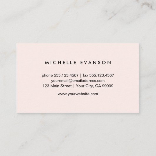 Monogramm Blush Pink und Schwarzer Blütendraht Visitenkarte (Rückseite)