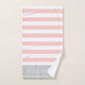 Monogramm Blush und graue Streifen | Editierbare F Badhandtuch Set (Handtuch)