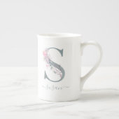 Monogramm Blütenrosa Farbiger Blumenbrief S Porzellantasse (Rechts)