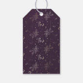 Monogramm-Blütentiefel-Hochzeit mit Gold und Plum  Geschenkanhänger (Rückseite)